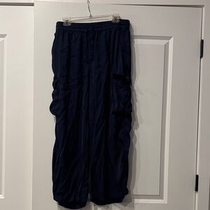 Aerie sz lg Navy Satin Cargo Pants